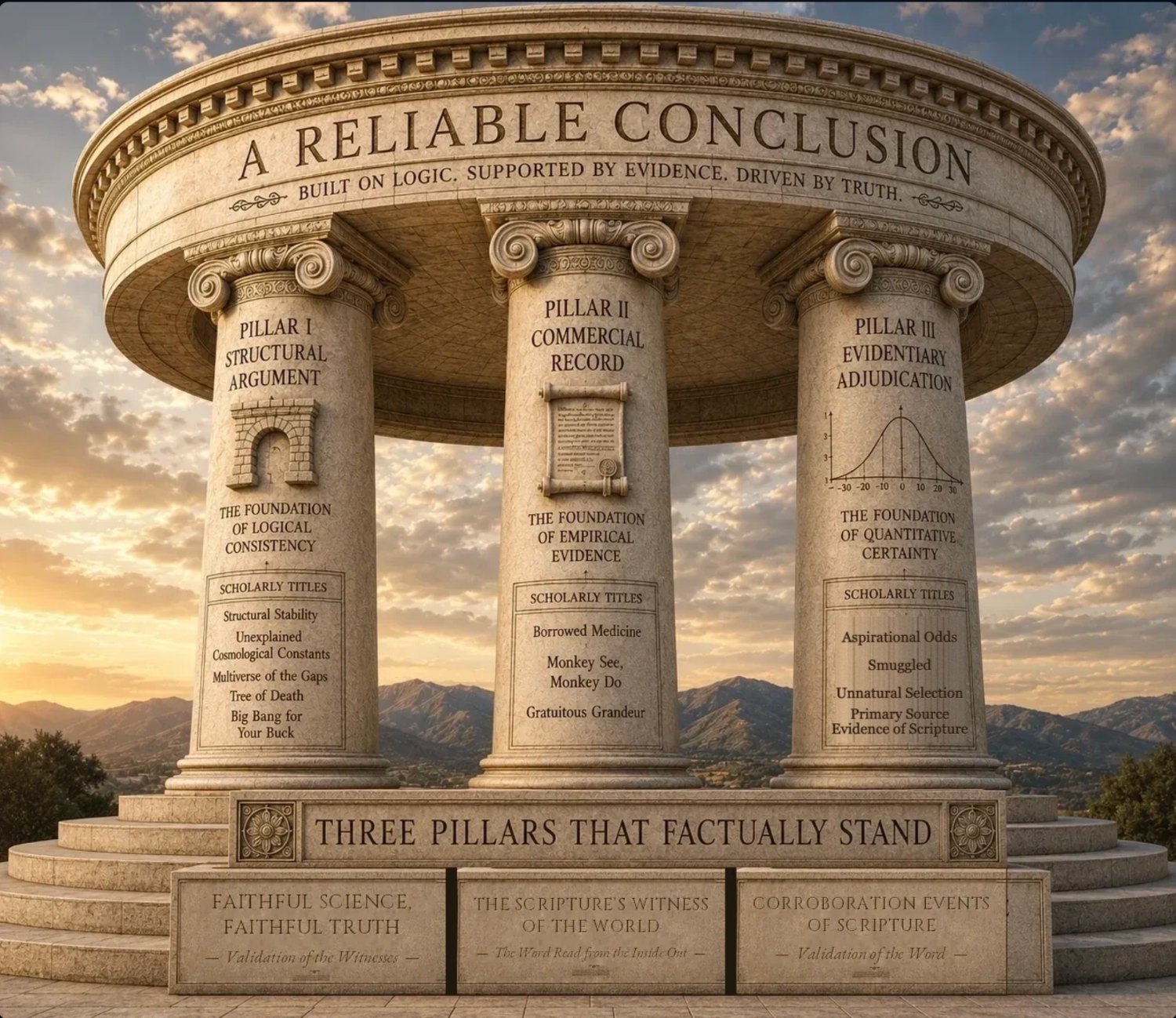 A Reliable Conclusion — the three-pillar monument